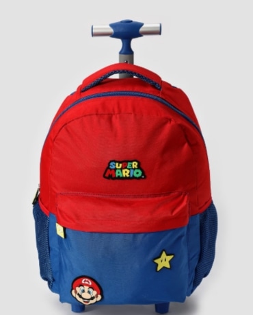 Mochila infantil com rodinhas Super Mario Bros vermelha | Nintendo