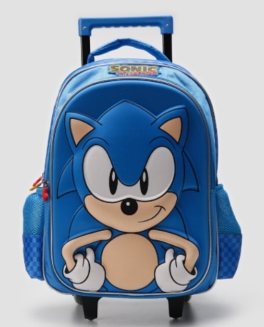 Mochila infantil com rodinha Sonic azul | SEGA