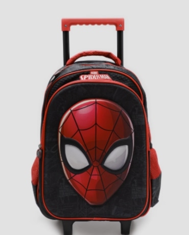 Mochila infantil com rodinhas Homem Aranha preta | Marvel