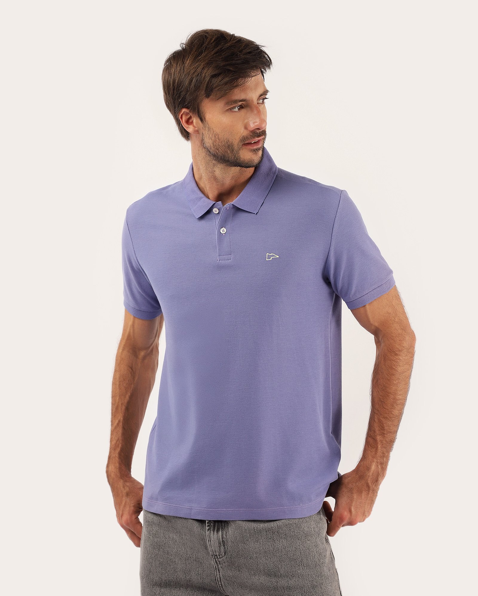 Camisa polo masculina Pool Legacy regular piquet - Lilás