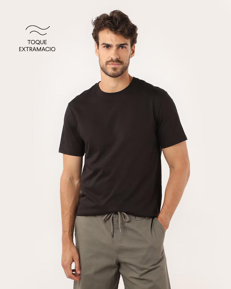 Camiseta masculina algodão peruano - Preto