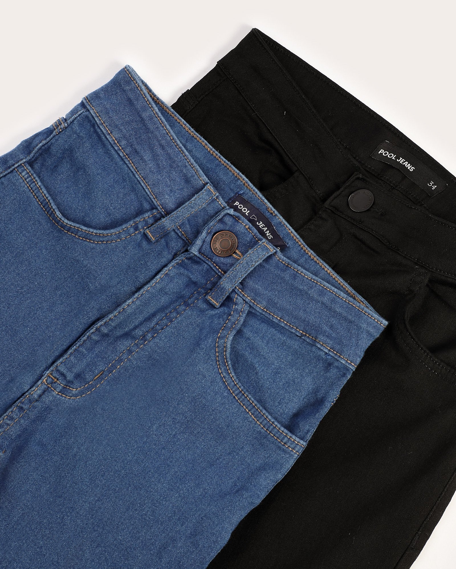 Kit calça jeans feminina 2 peças skinny de cintura alta multicor | Pool Jeans