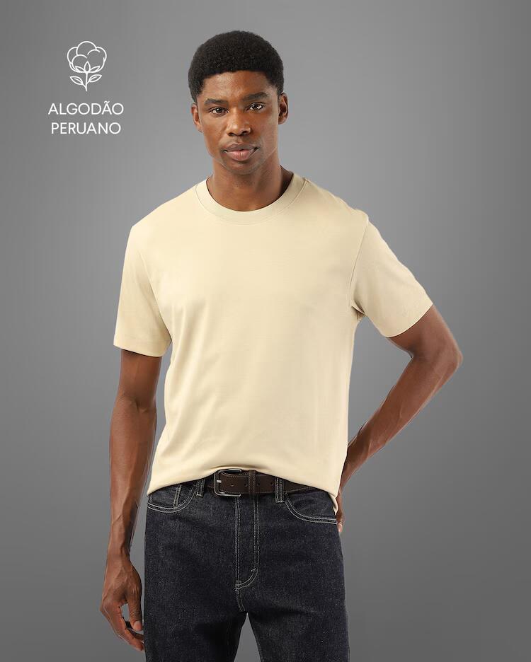 Camiseta masculina algodão peruano Tech UltraCotton - Bege Claro