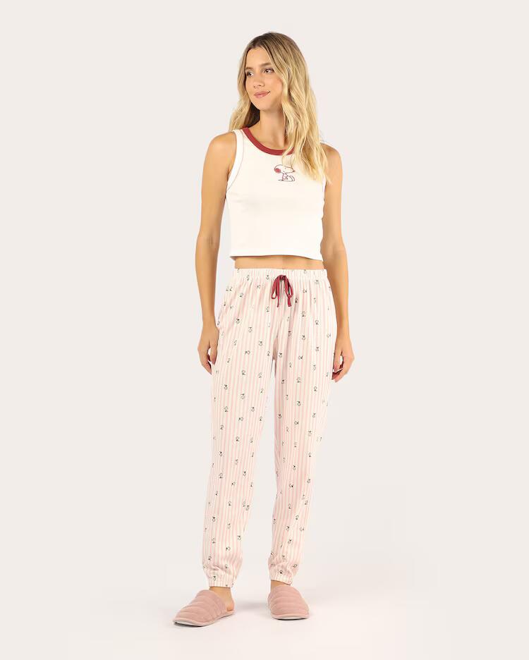 Pijama longo feminino Snoopy - multicor