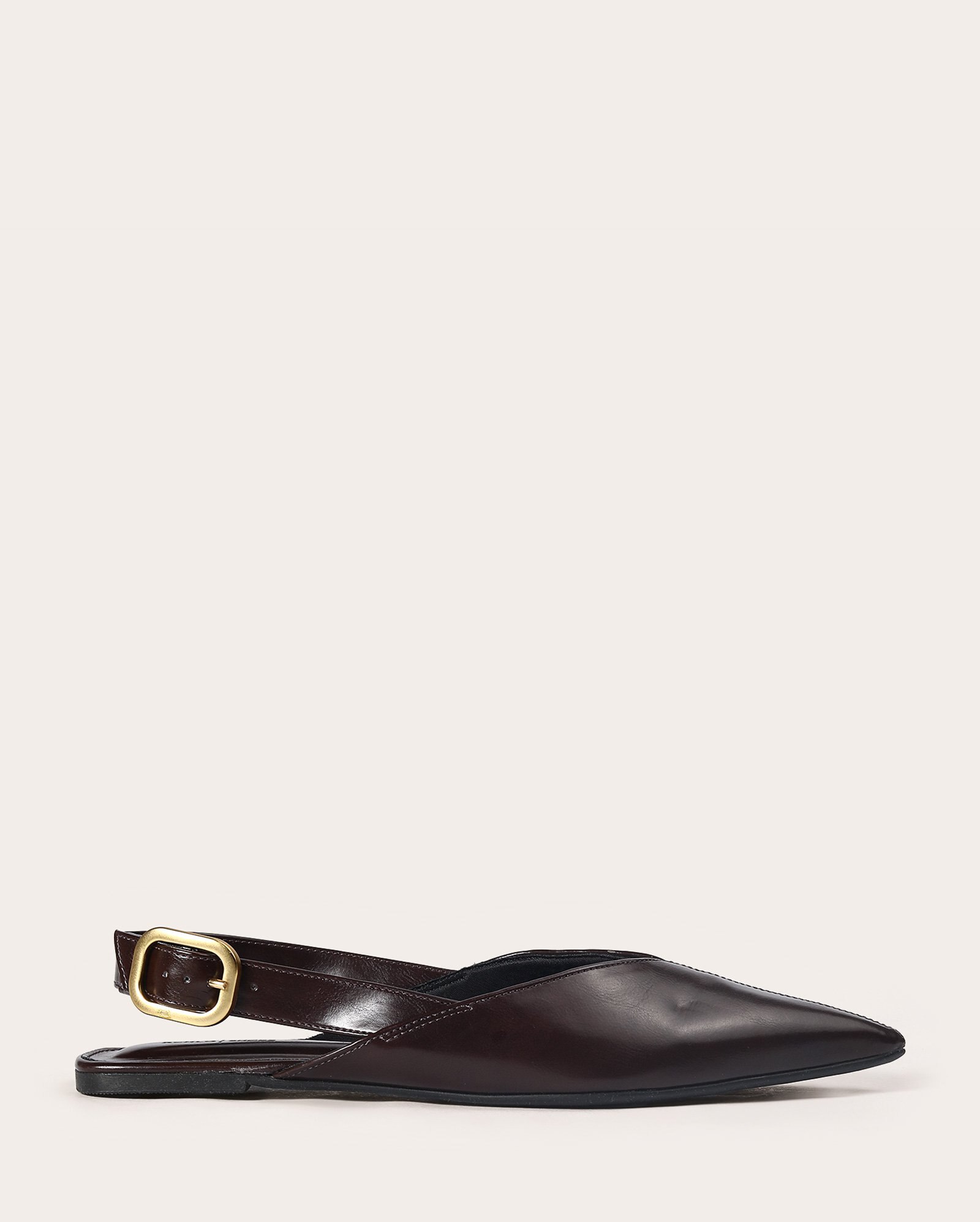 Sapatilha feminina slingback bico fino e fivela marrom