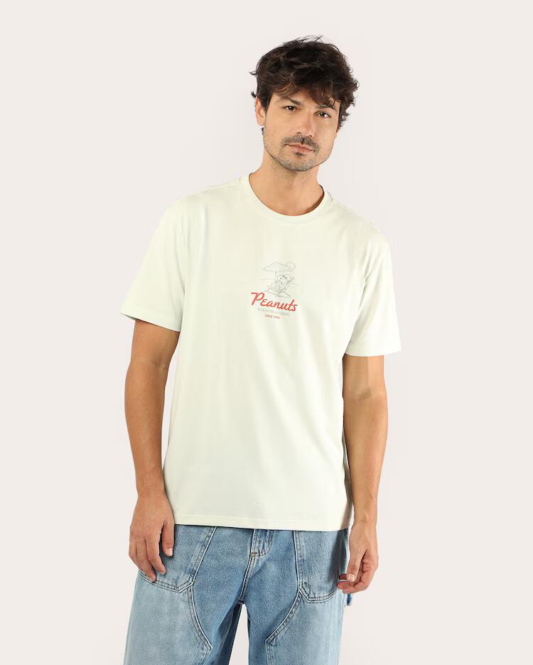 Camiseta masculina regular Snoopy - verde