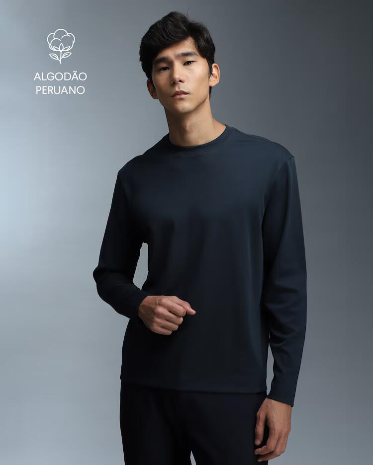 Camiseta masculina Tech UltraCotton algodão peruano - Azul-marinho