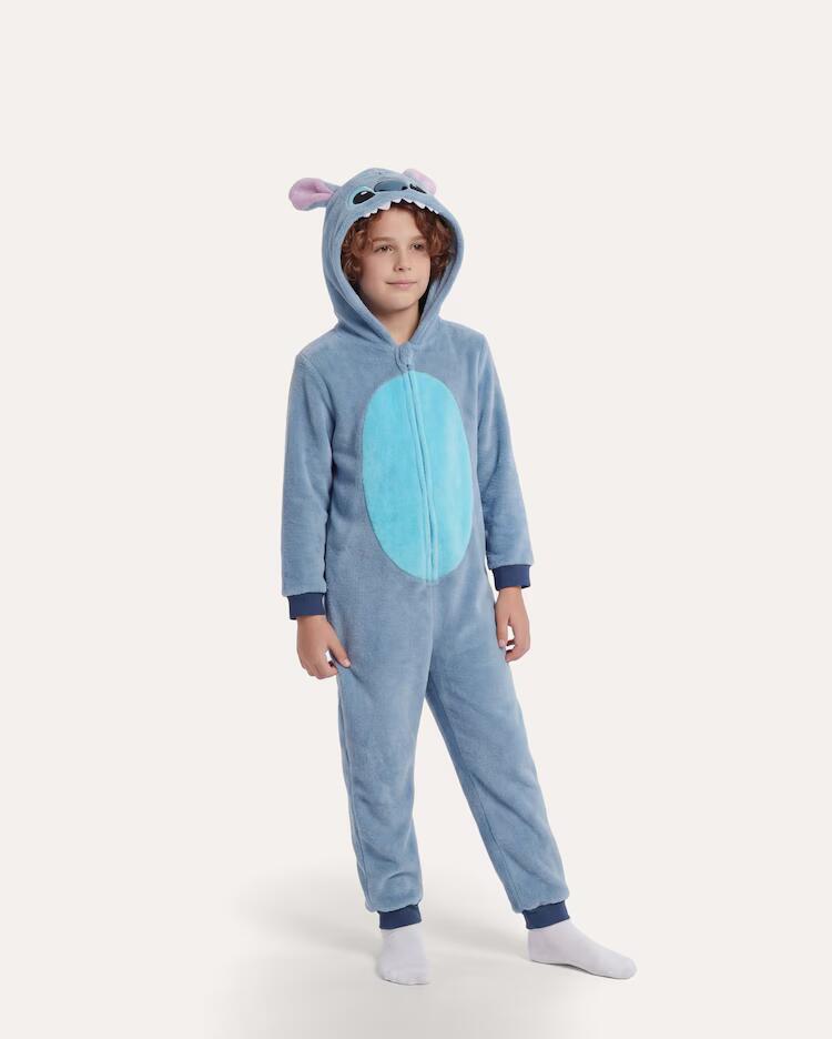 Macacão pijama infantil de fleece Stitch 5-14A - azul | Disney