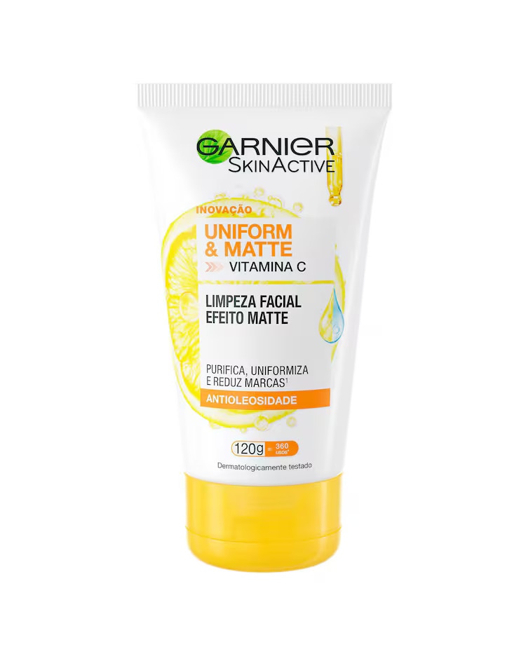 Limpeza facial Uniform & Matte Vitamina C antioleosidade 120g | Garnier