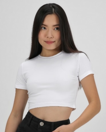 Camiseta cropped juvenil lisa - Branco | Pool