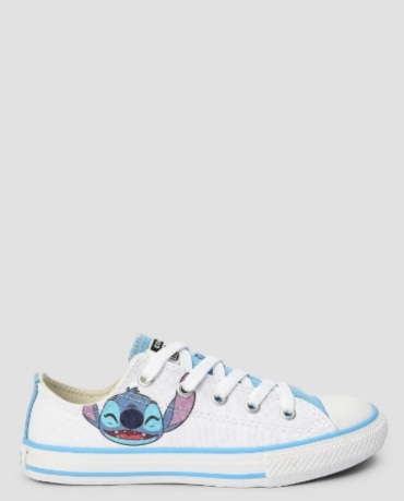 Tênis infantil Chuck Taylor cano baixo Stitch branco | Converse All Star