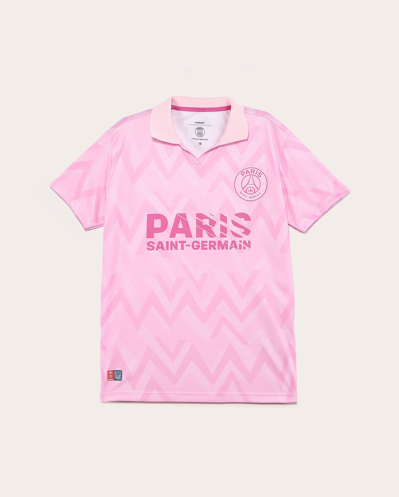 Camisa polo juvenil futebol Paris Saint-Germain chevron rosa