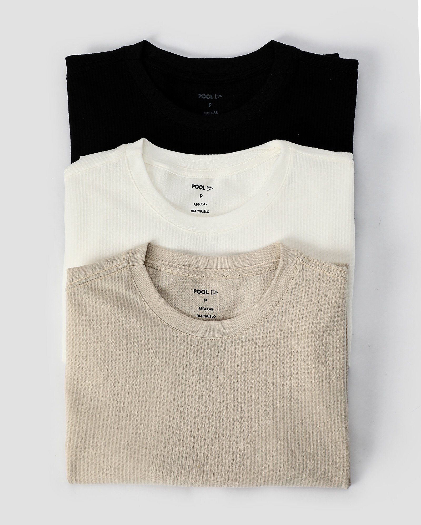 Kit camiseta masculina 3 peças canelada manga curta | Pool