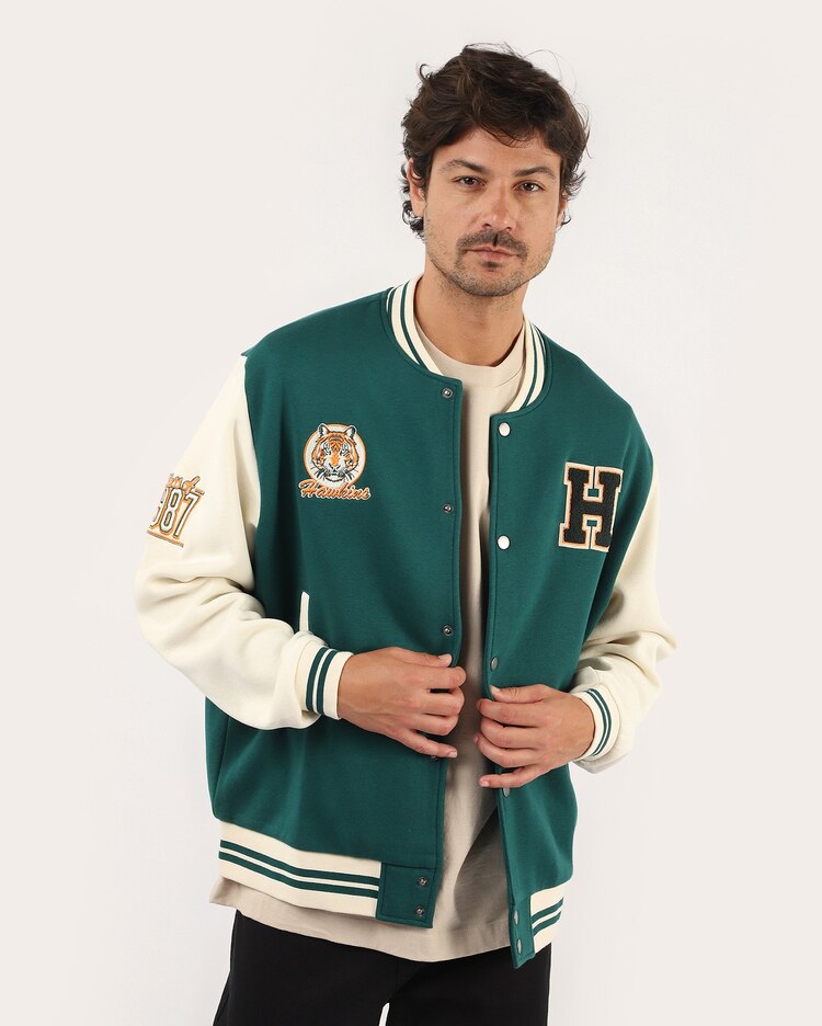 Jaqueta masculina college Stranger Things - verde | FANLAB