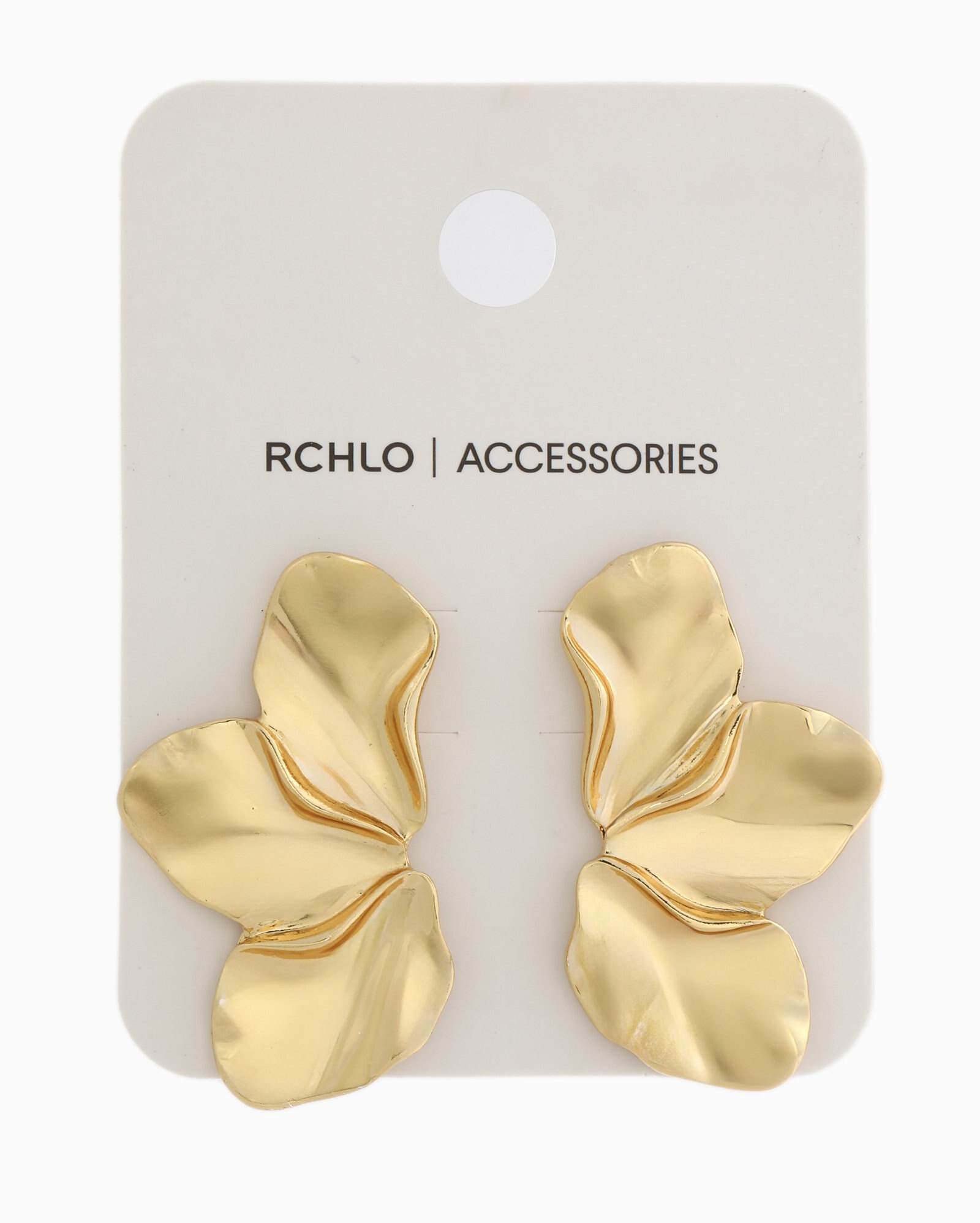 Brinco feminino martelado folha dourado