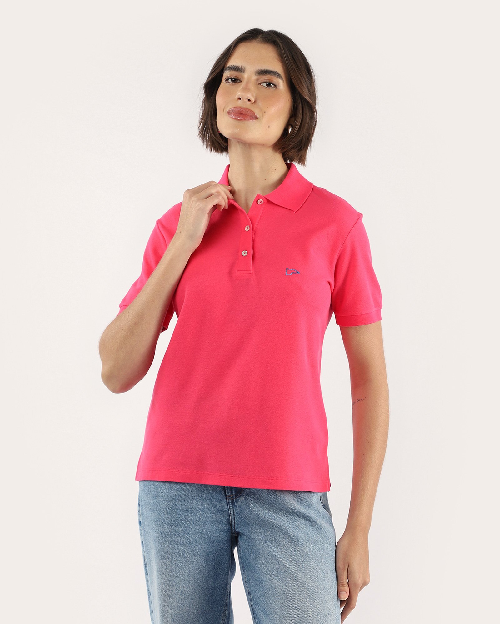 Camisa polo feminina Pool Legacy slim - Rosa