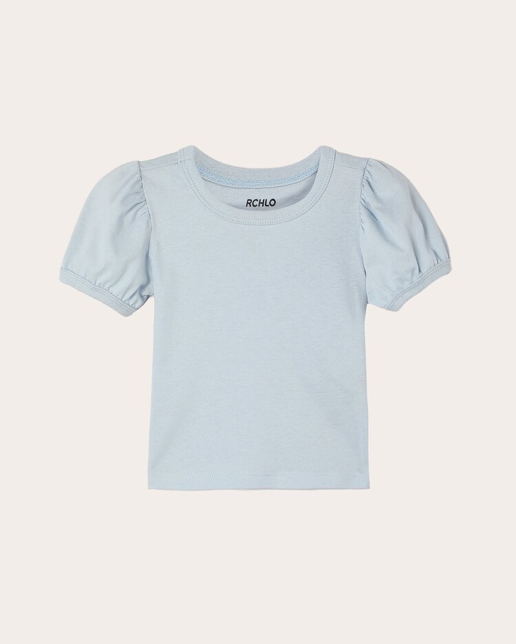 Camiseta infantil manga curta bufante 1-4A - azul