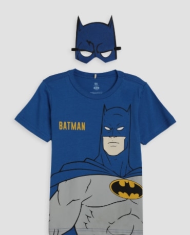 Camiseta infantil Batman com máscara 4-10A azul | DC Comics