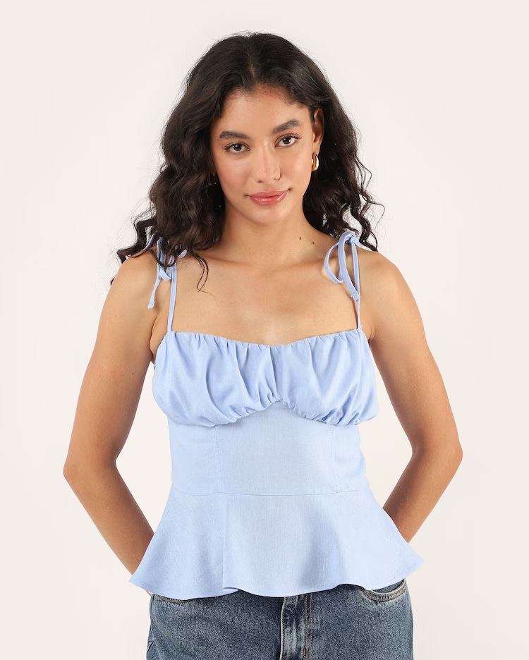 Regata feminina em viscolinho - azul