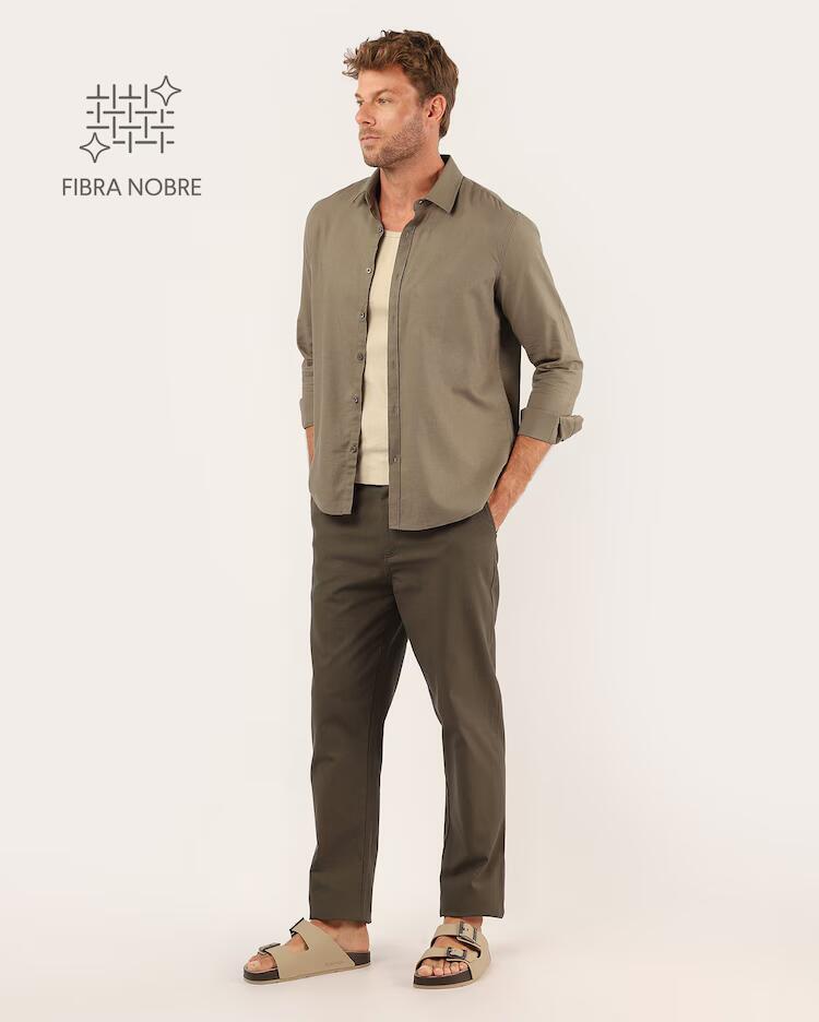 Calça masculina chino com linho - Cinza Escuro