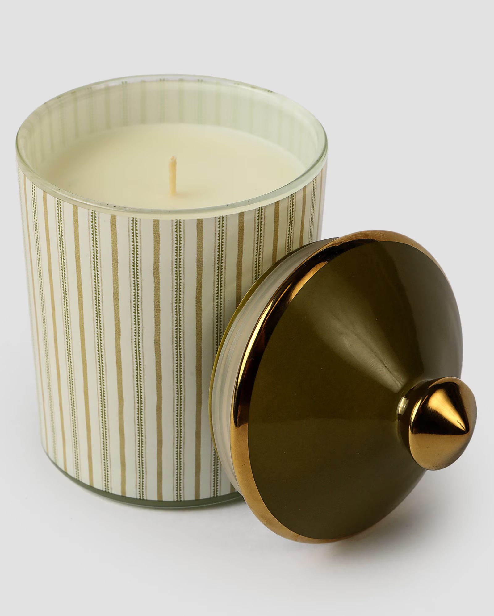 Vela de pote com tampa Sandalwood Myra listrada multicor | Casa Riachuelo