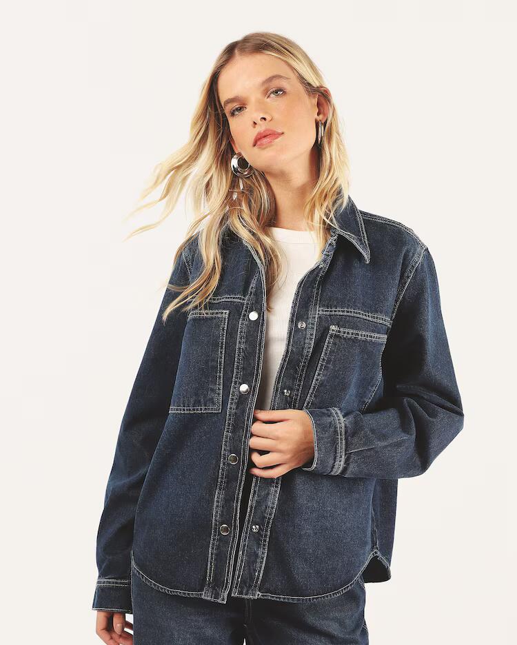 Riachuelo | Shacket jeans feminina clássica - denim escuro | Pool Jeans