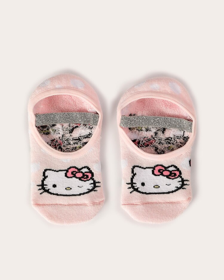 Meia infantil sapatilha Hello Kitty com silicone - rosa - Rosa Claro | Sanrio