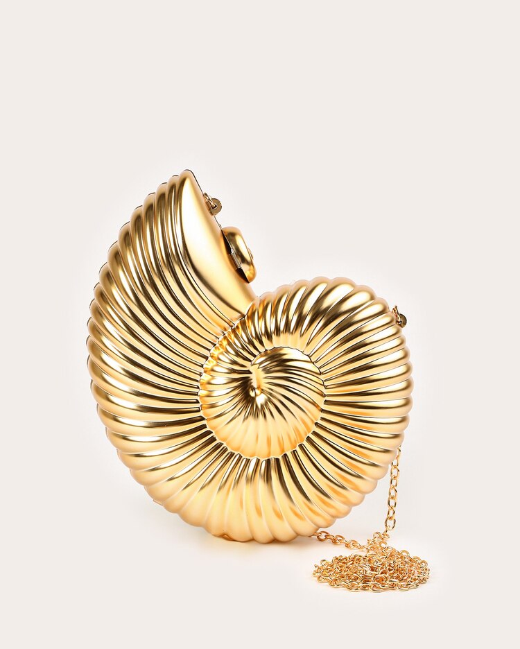 Bolsa feminina clutch concha - dourada