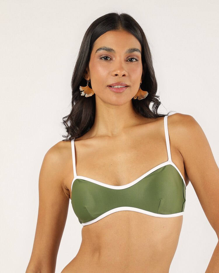 Biquíni top liso com viés - verde