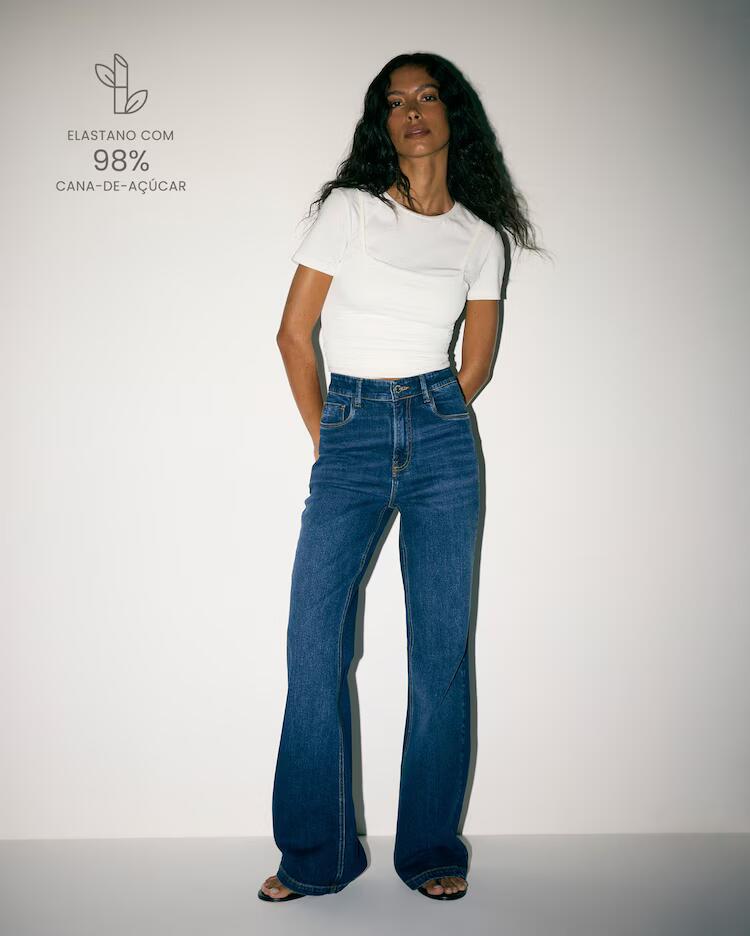 Calça jeans feminina flare - denim escuro | Pool Loop