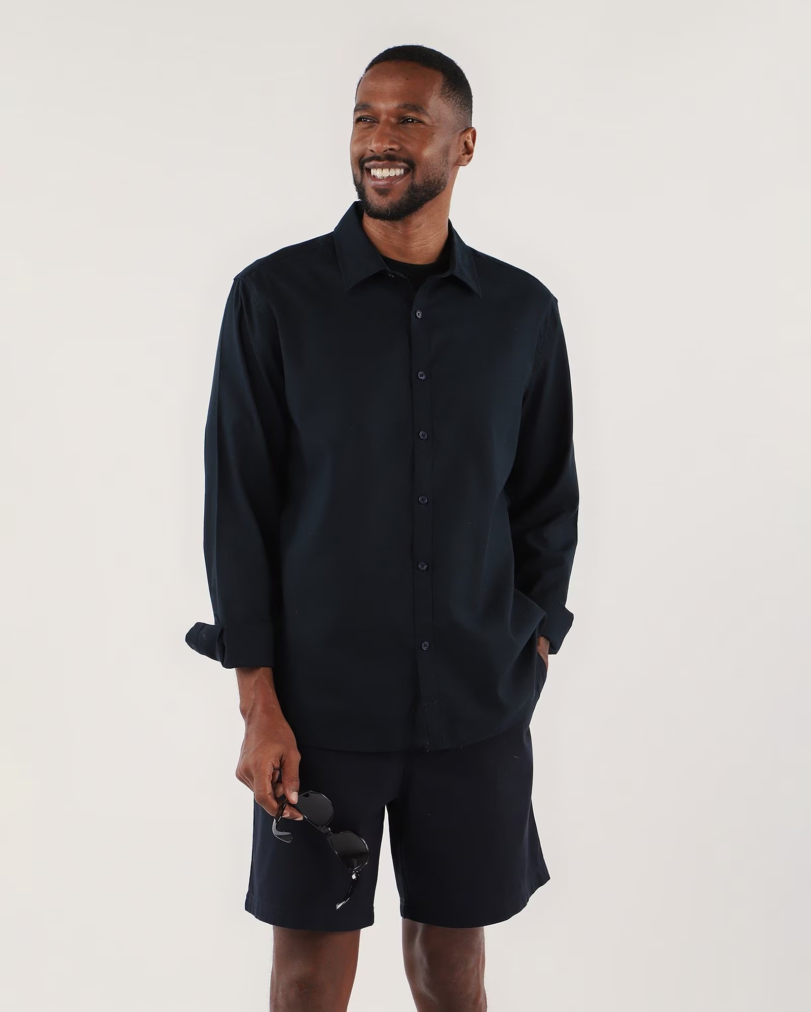 Camisa masculina regular com linho manga longa - Azul Escuro | Original by Riachuelo