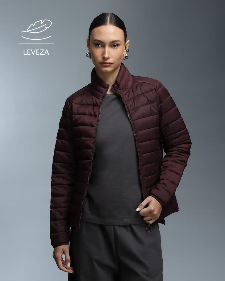 Jaqueta feminina puffer Tech UltraLight - Vinho