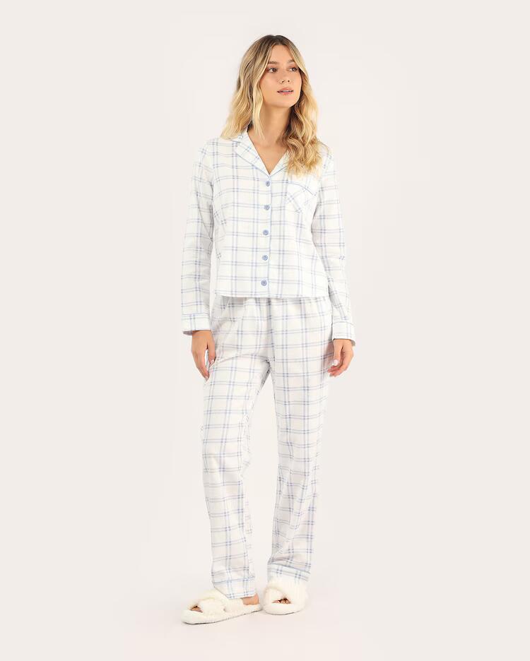 Pijama longo feminino americano xadrez - multicor