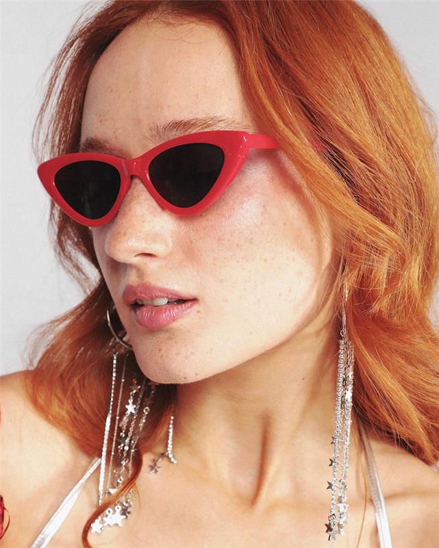 Óculos de sol feminino gatinho retrô - vermelho