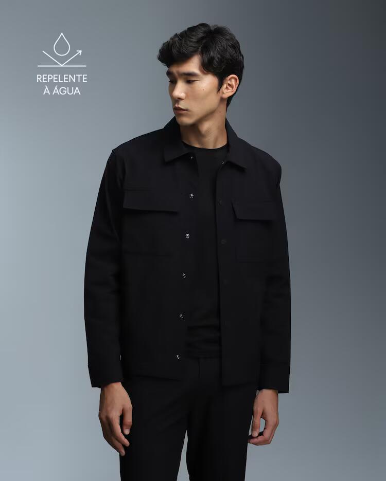 Overshirt masculina D-Ultra resistente à água - Preto