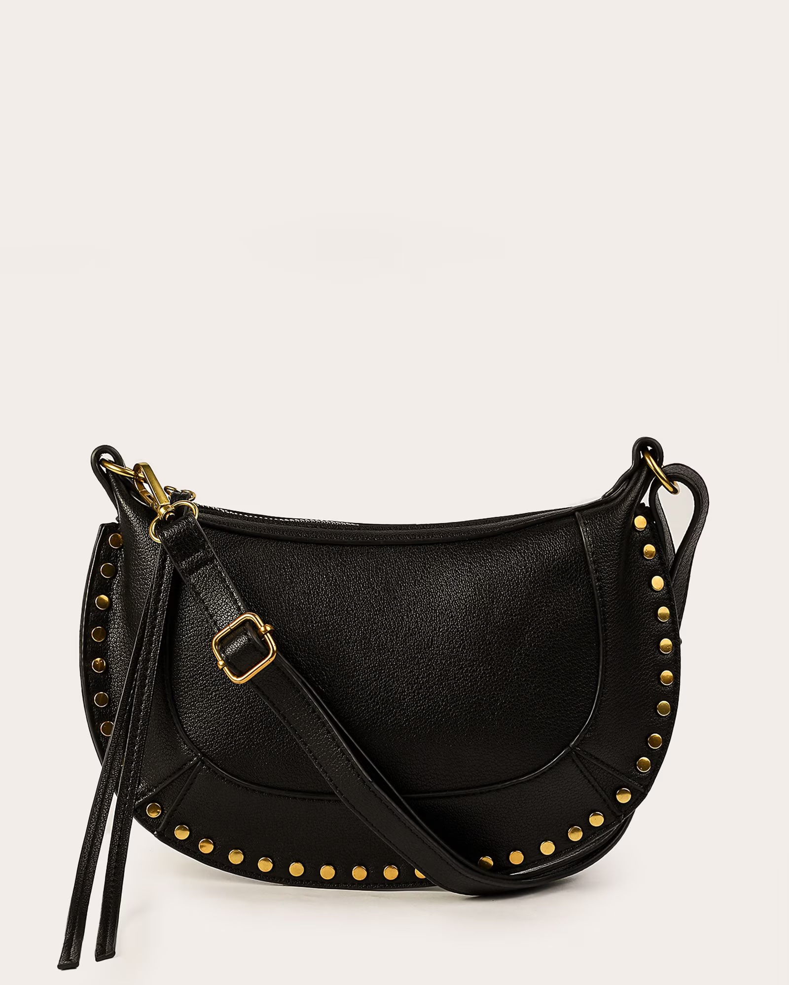 Bolsa feminina shoulder M meia lua com tachas - Preto | Accessori by Riachuelo