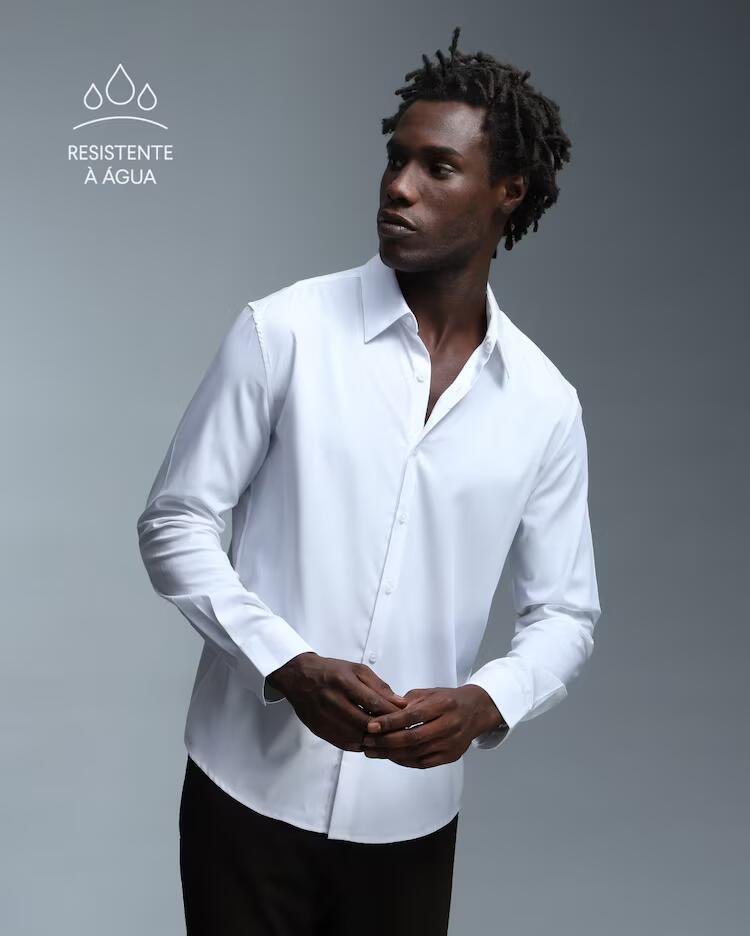 Camisa masculina Tech D-Ultra resistente à água - branca