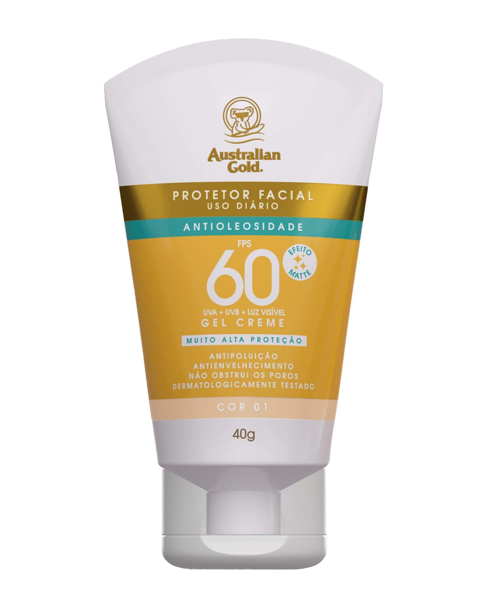 Protetor solar facial com cor FPS 60 Australian Gold