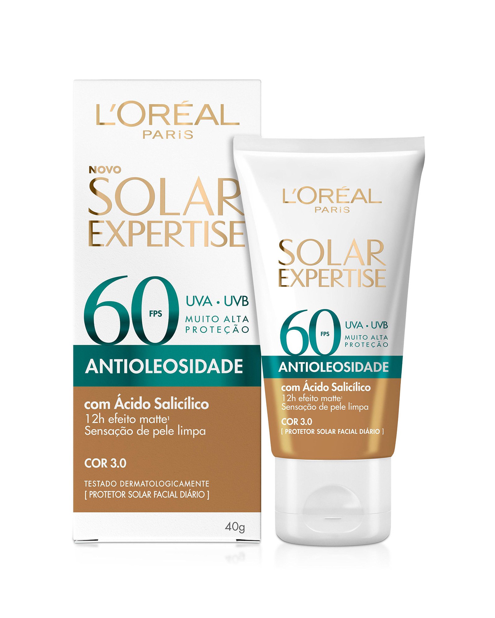 Protetor solar antioleosidade com cor FPS 60 L'Oréal Paris