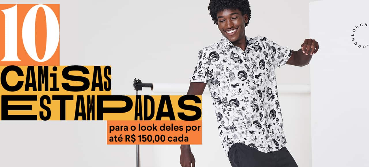 10 camisas estampadas para o look deles por até R$ 150,00 cada