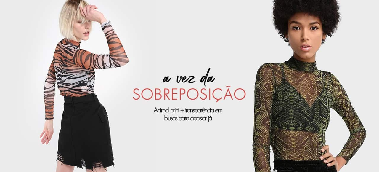 A vez da sobreposição: animal print + transparência em blusas para apostar já