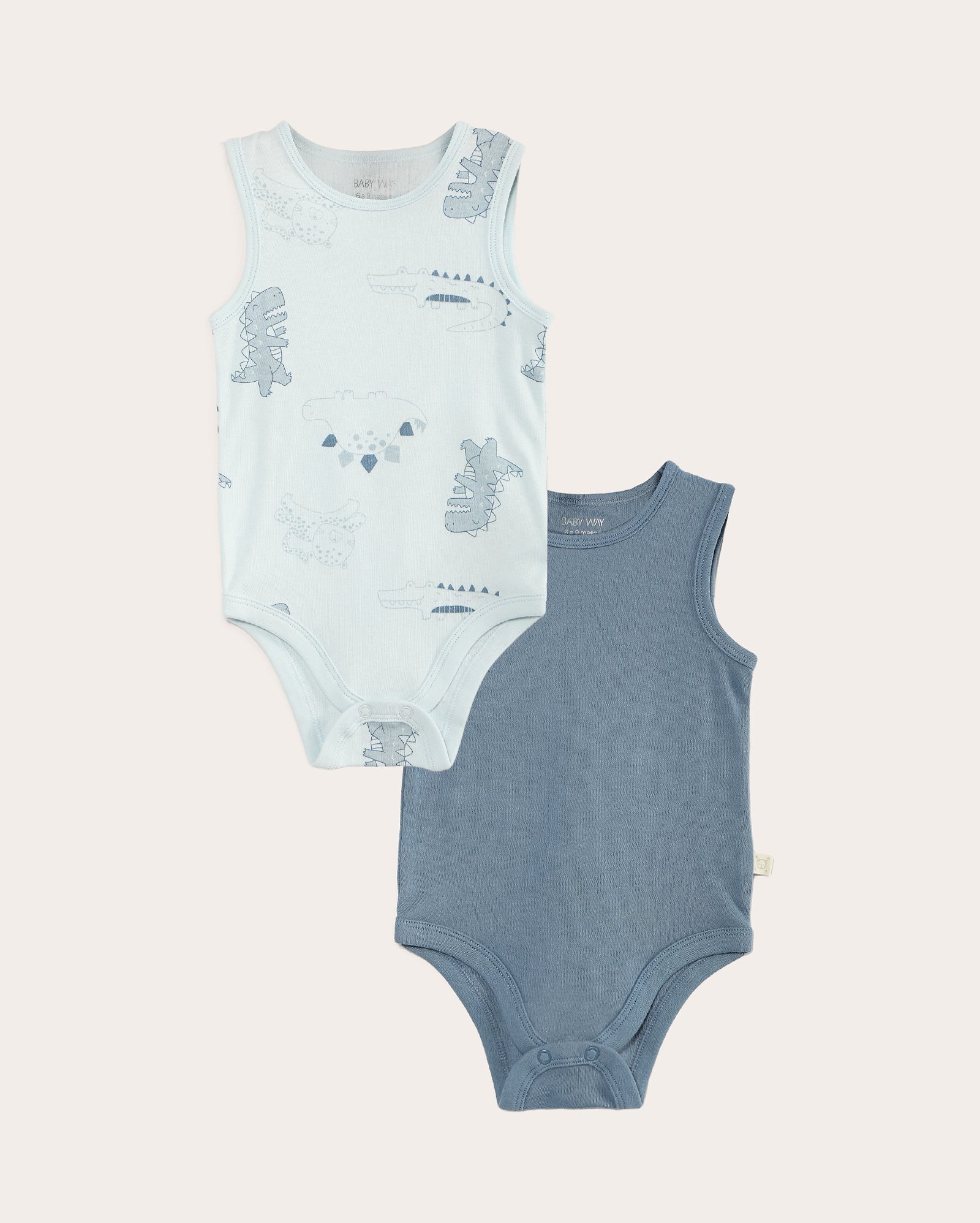 Kit body bebê 2 peças jacaré e dinossauros azul