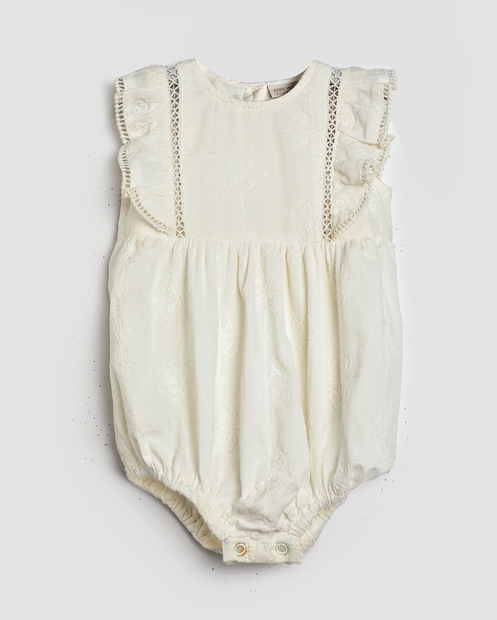Body bebê com babados e bordado bege | Baby Way
