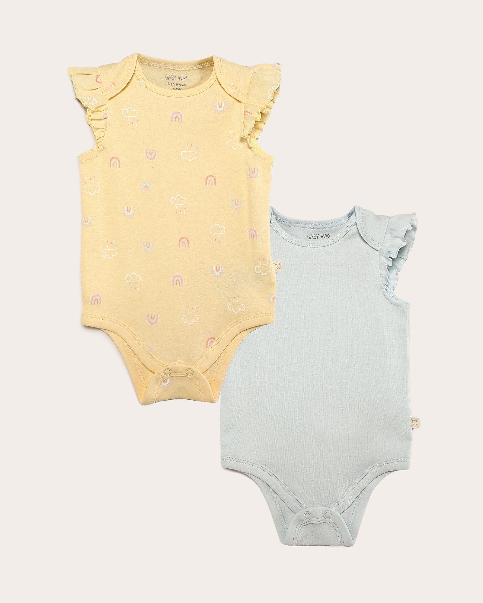 Kit body bebê 2 peças com babados arco-íris multicor | Baby Way