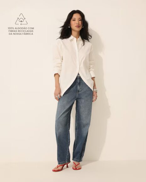 Jeans algodão com fibras recicladas