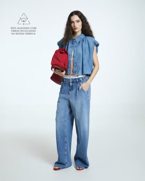 Jeans algodão com fibras recicladas