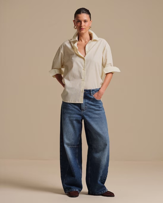 Camisa feminina oversized listrada | Silvia Braz + Riachuelo