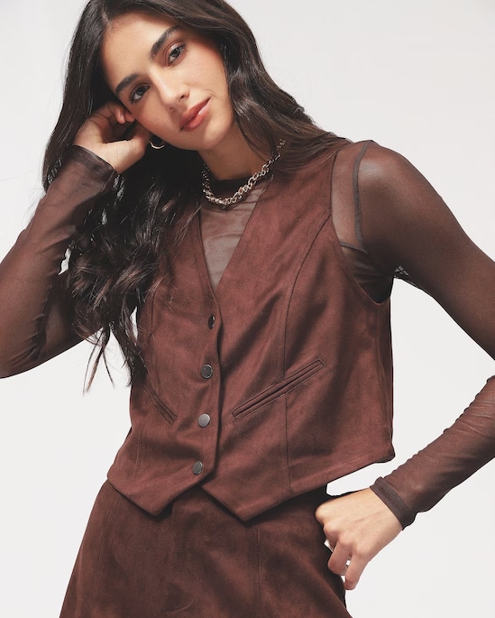 Colete feminino em suede