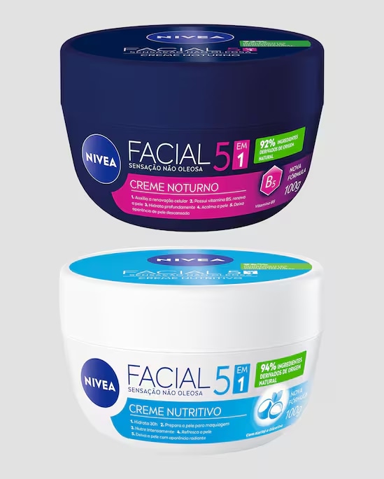 Kit creme hidratante nutritivo e creme hidratante noturno nívea