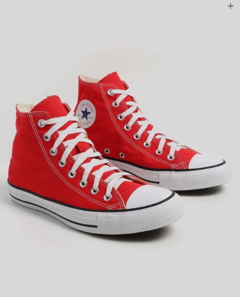 all star chuck taylor preto de cano alto vermelho